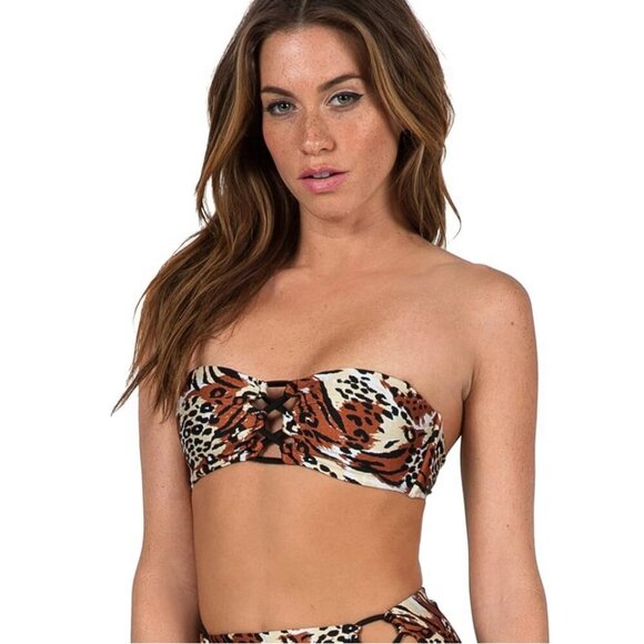 Volcom Reversible Roam Free Bandeau Bikini Top Brown Size Small - Picture 1 of 12